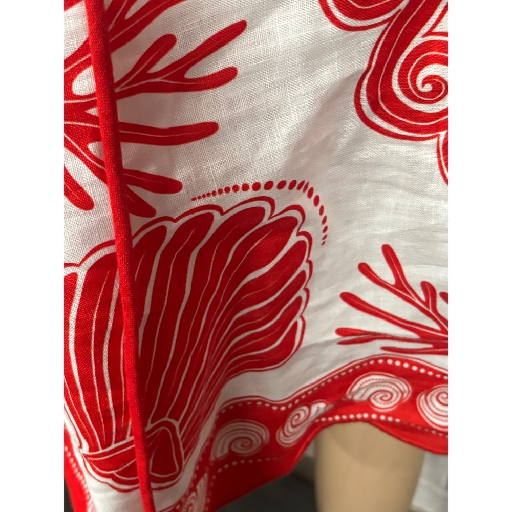 Farm Rio Red White Ainika Shell Euroflax Premium Linen Mini Dress | XL - Picture 10 of 13